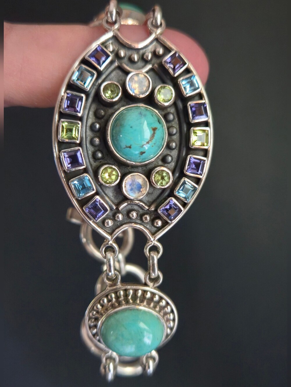 Nicky Butler LIMITED EDITION RAJ COLLECTION 925 Sterling Silver Bracelet 7.75"🩵